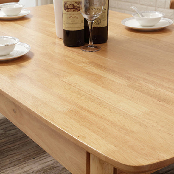Modern Style Solid Wood Dining Set with Rectangle Shape Table and 4 Legs Base for Home Use
