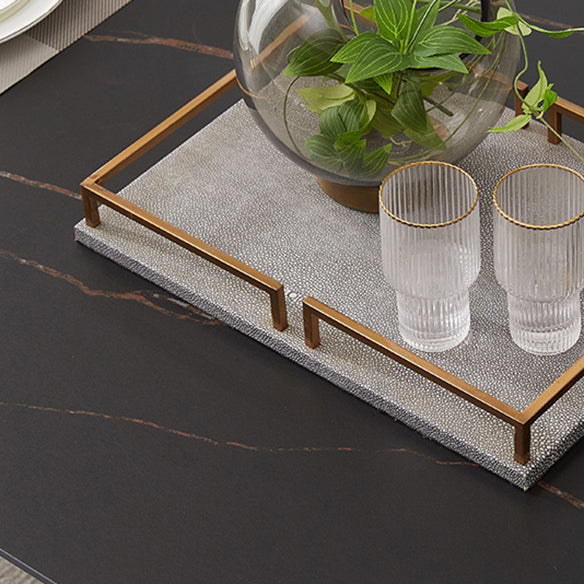 Modern Kitchen Black Sintered Stone Furniture of Standard Height Formal Dining Room Table Set