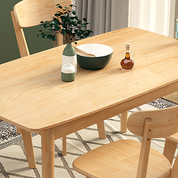 Modern Solid Wood Rectangle Shape Dining Furniture with 4 Wood Legs for Kitchen