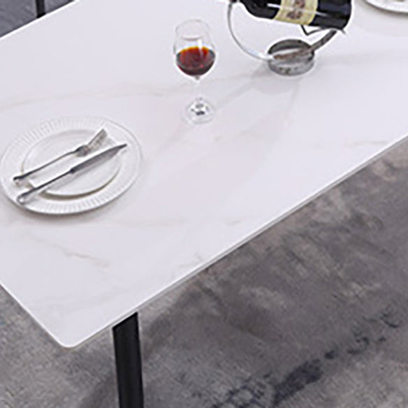Modern Sintered Stone Dining Table Set White Rectangle Formal Dining Set