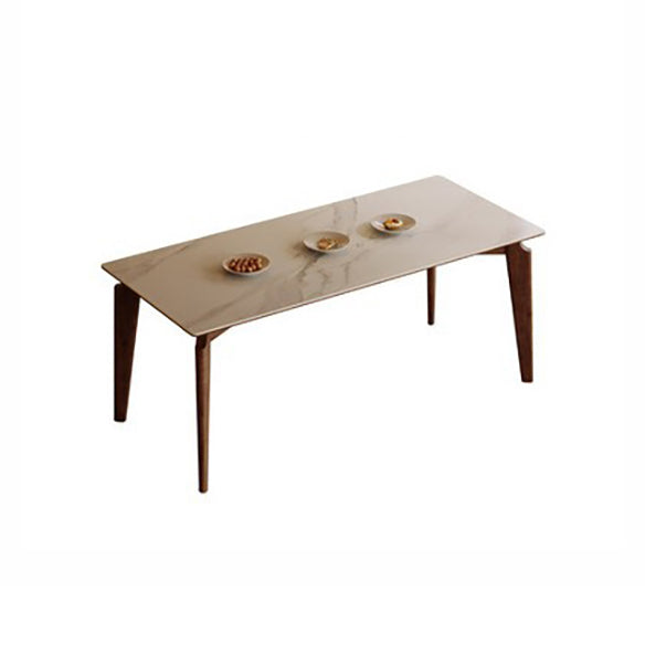 Modern Style Sintered Stone Dining Table with Rectangle Shape Table and 4 Solid Wood Legs Base