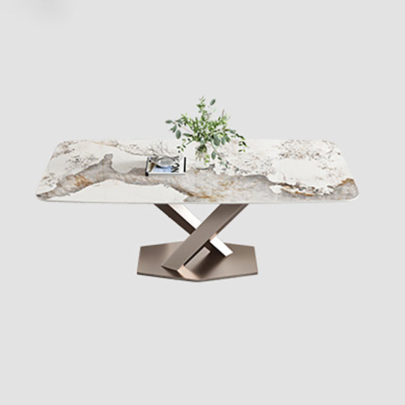 Modern Kitchen Dining Room Set with Sintered Stone Top and Gold Base Dining Furniture Set