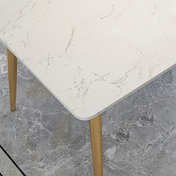 Scandinavian Style Sintered Stone Dining Table Set White Rectangle Home Use Dining Set