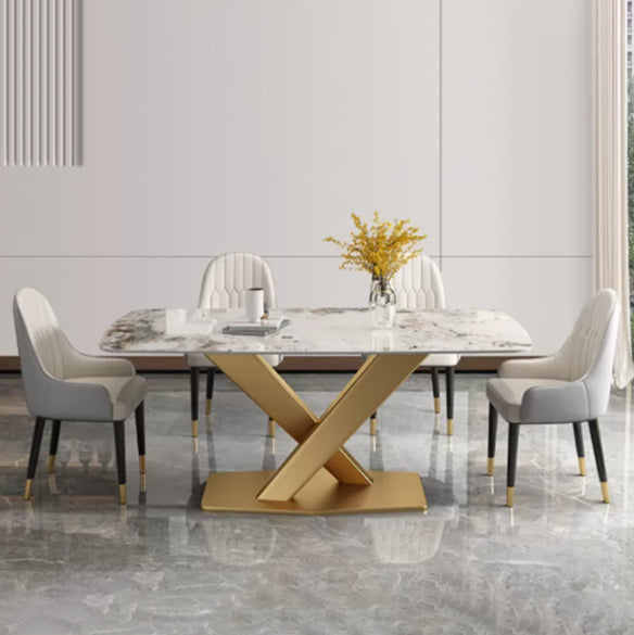 Kitchen Contemporary Sintered Stone Top Dinette Set with Pedestal Base Dining Room Furniture