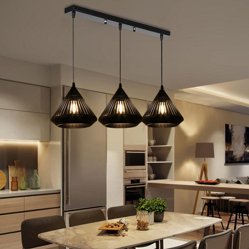 Luce a sospensione a soffitto conico 3 luci Light sospensione nera moderna per sala da pranzo