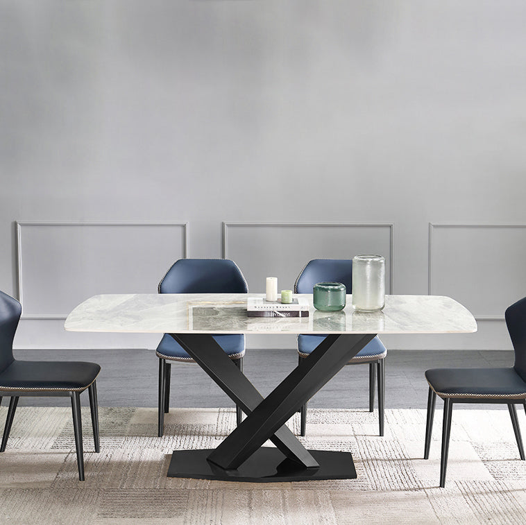 Contemporary Gray Standard Dining Set Rectangle Shape Sintered Stone Dining Set for Kitchen