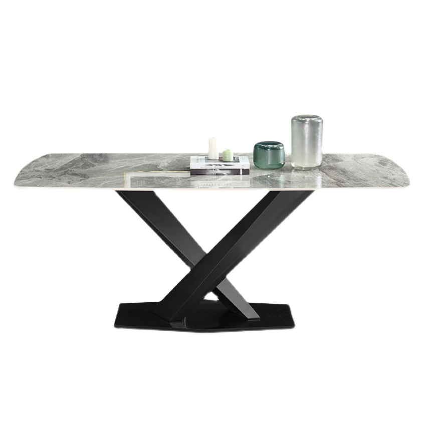 Contemporary Gray Standard Dining Set Rectangle Shape Sintered Stone Dining Set for Kitchen