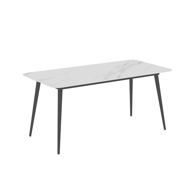 Contemporary Sintered Stone Top Stand Rectangular Dining Set White Standard Dining Set for Kitchen