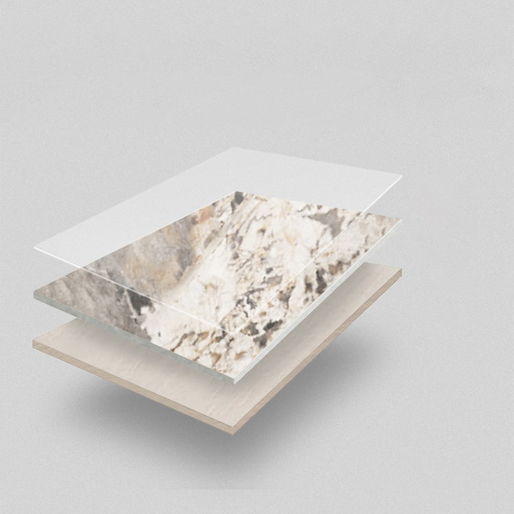 Minimalist Sintered Stone Kitchen Dining Set Gray Rectangle Shape Dining Set with Double Pedestal