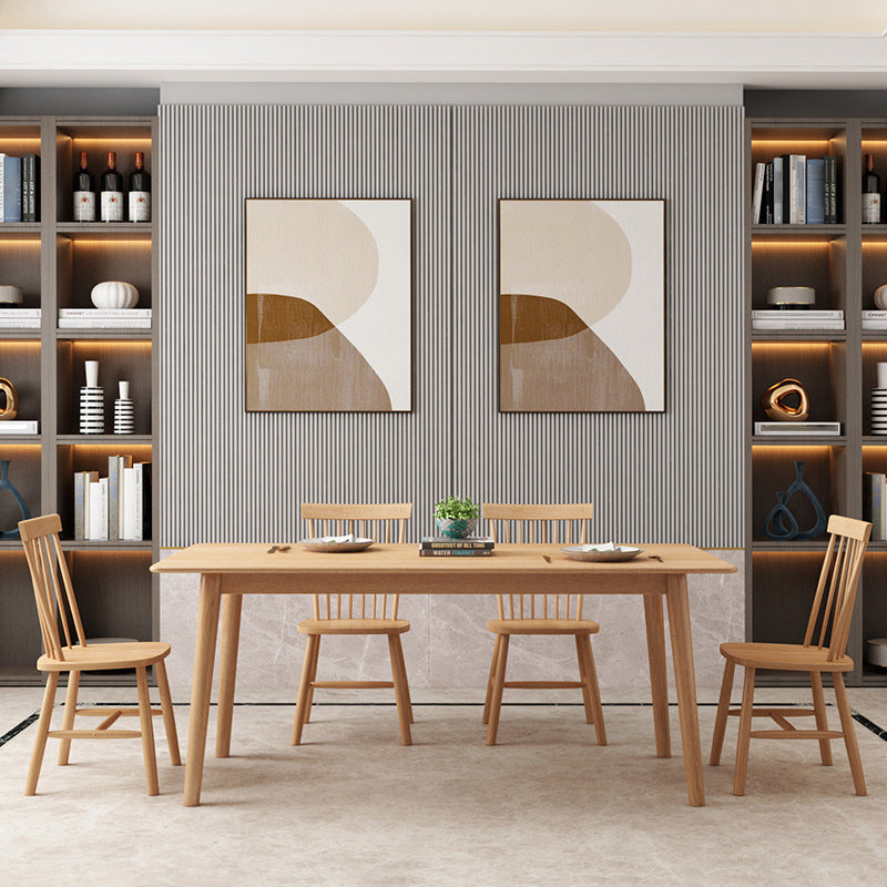 Modern Solid Wood Standard Dining Set Natural for Kitchen Dining Set with 4 Legs Base