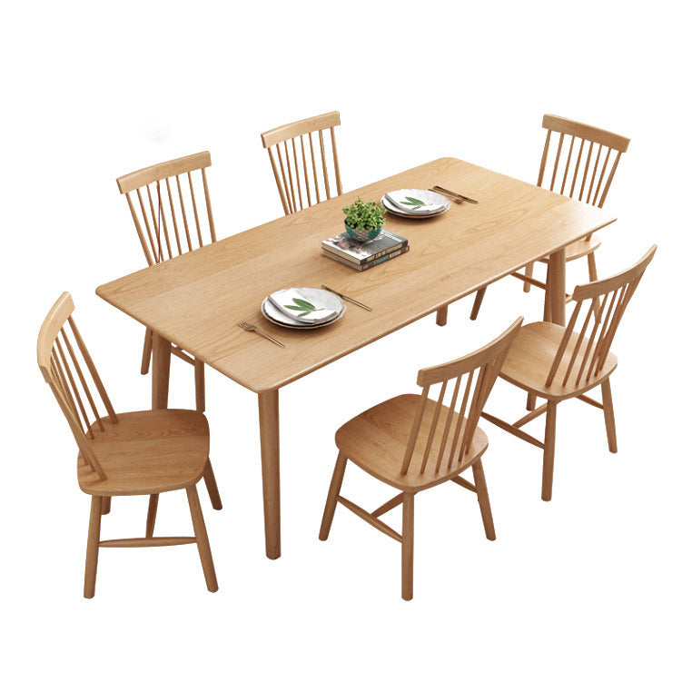 Modern Solid Wood Standard Dining Set Natural for Kitchen Dining Set with 4 Legs Base