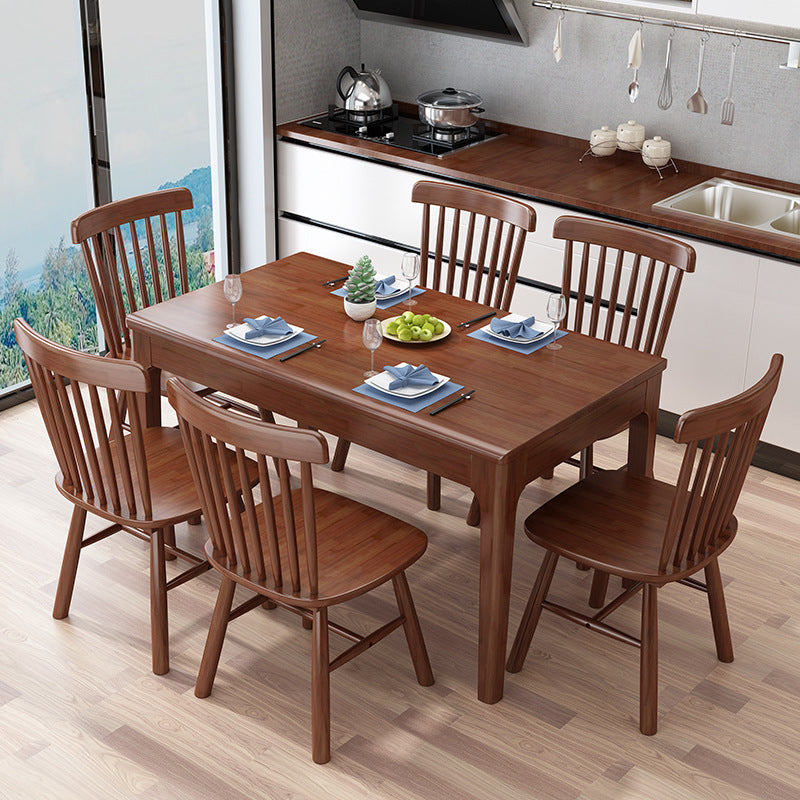 Ensemble de restauration standard marron minimaliste Ensemble de restauration en bois massif avec table de 4 jambes