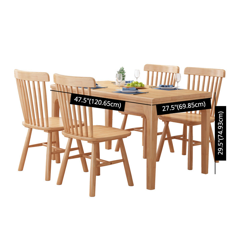 Ensemble de restauration standard marron minimaliste Ensemble de restauration en bois massif avec table de 4 jambes