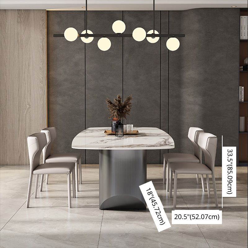 Modern Sintered Stone Top for Kitchen Dining Set Rectangle Standard Dining Set in White