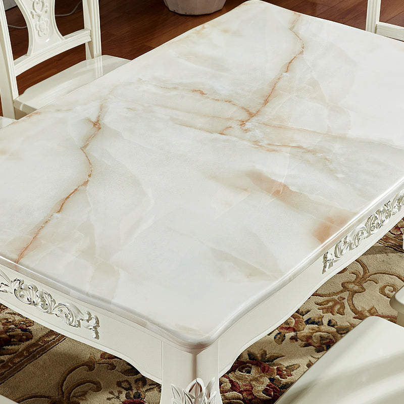 Nordic Sintered Stone Top Dining Set with 4 White Solid Wood Legs for Dining Furniture