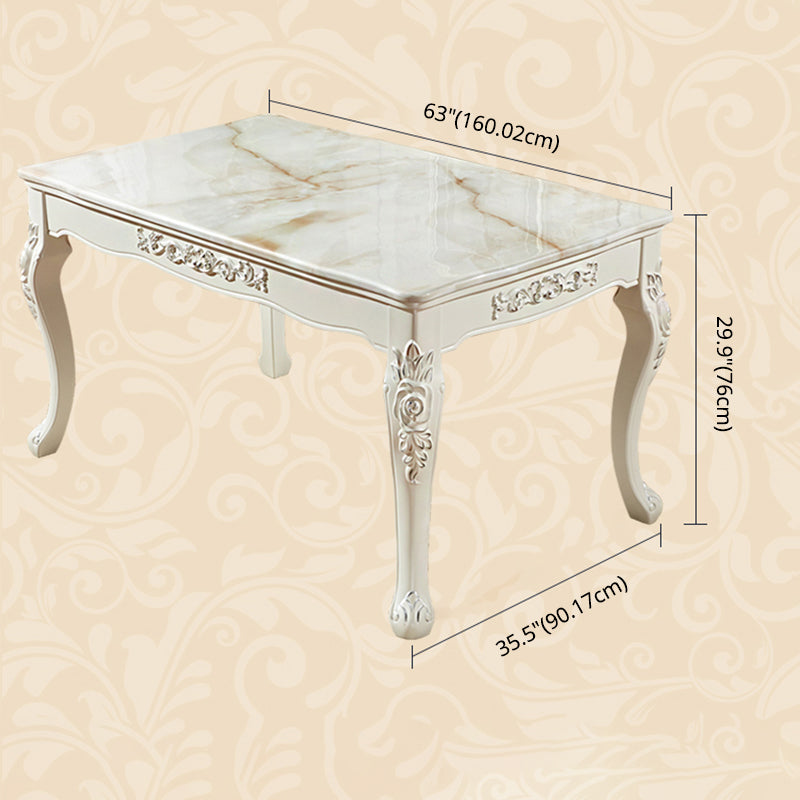 Nordic Sintered Stone Top Dining Set with 4 White Solid Wood Legs for Dining Furniture