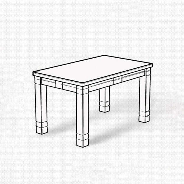 Traditional Solid Wood Rectangle Shape Dining Furniture 4 Wood Legs Table Formal for Home