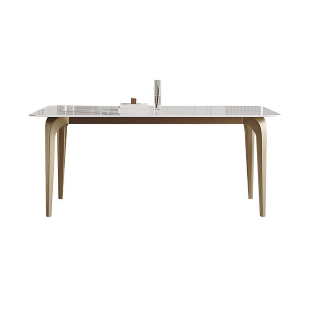 Modern Sintered Stone Table Set of 5/7 with Rectangle Table Dining Set with PU Leather Chairs