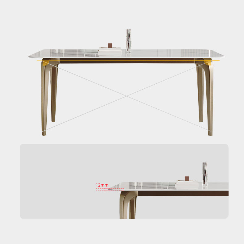 Modern Sintered Stone Table Set of 5/7 with Rectangle Table Dining Set with PU Leather Chairs