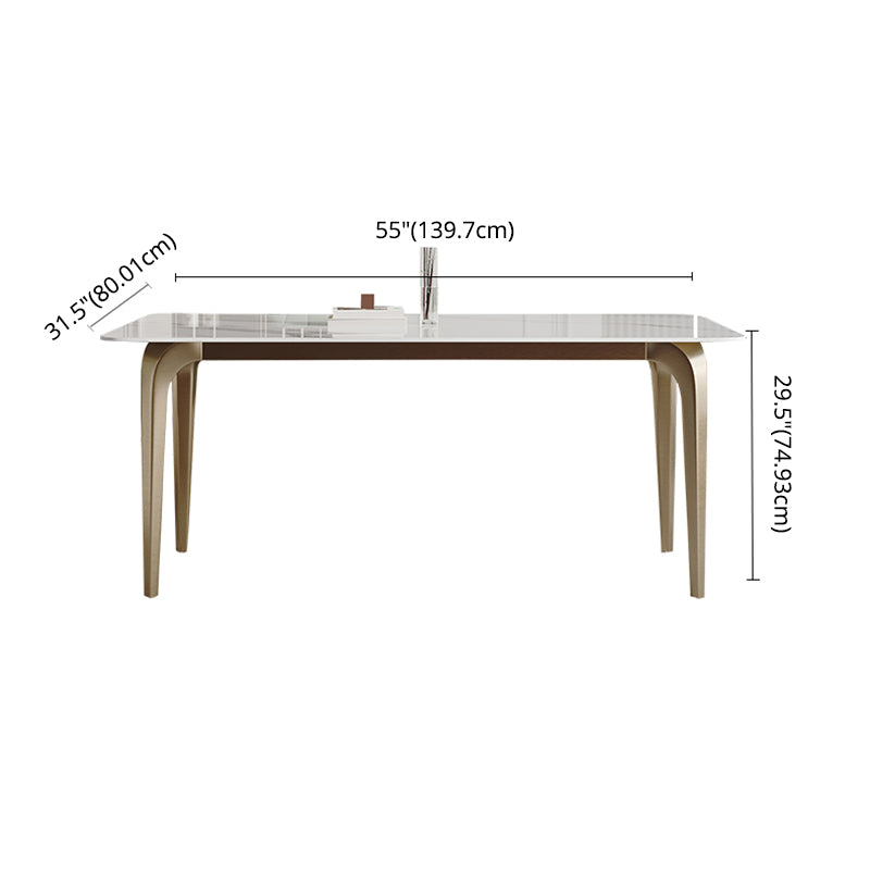 Modern Sintered Stone Table Set of 5/7 with Rectangle Table Dining Set with PU Leather Chairs
