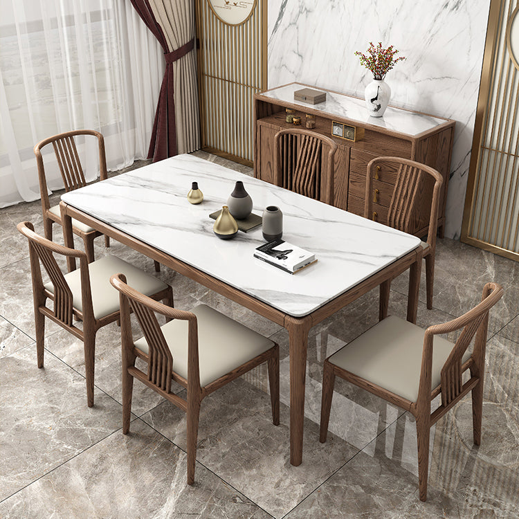 Traditional Kitchen Dining Room Set with Rectangle Top and Solid Wood Legs Dining Furniture