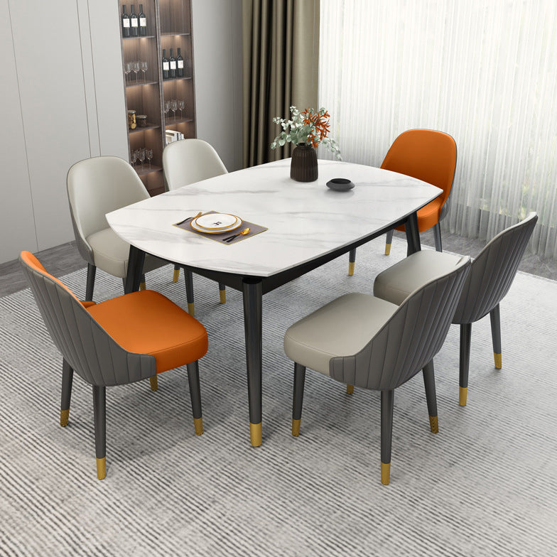 Modern Style Sintered Stone White Dining Room Set with Round Table Dining Table Furniture