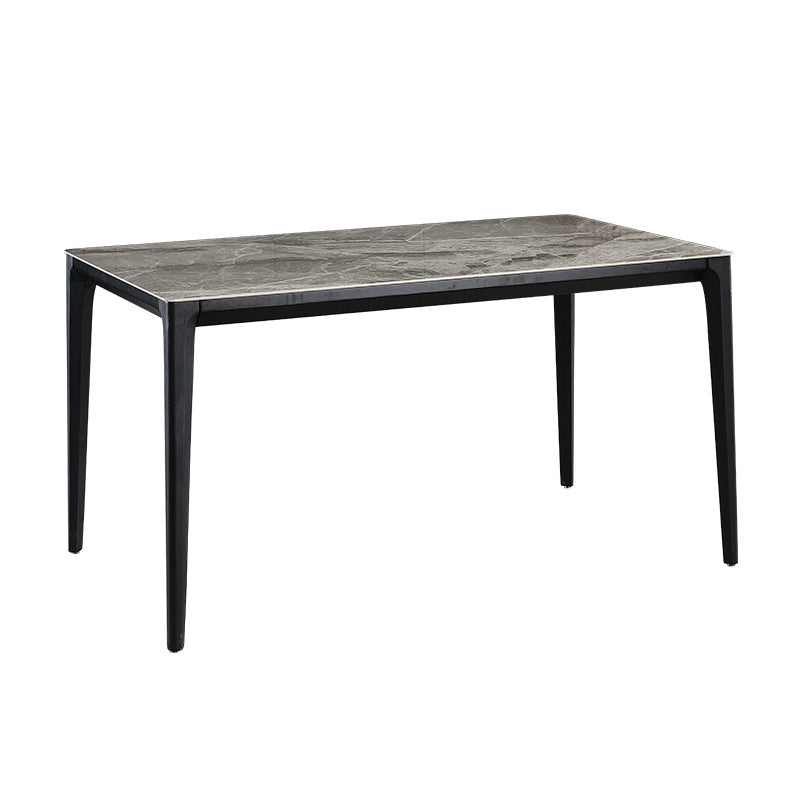 Minimalist Sintered Stone Table Set with Rectangular Table and Upholstered Chairs