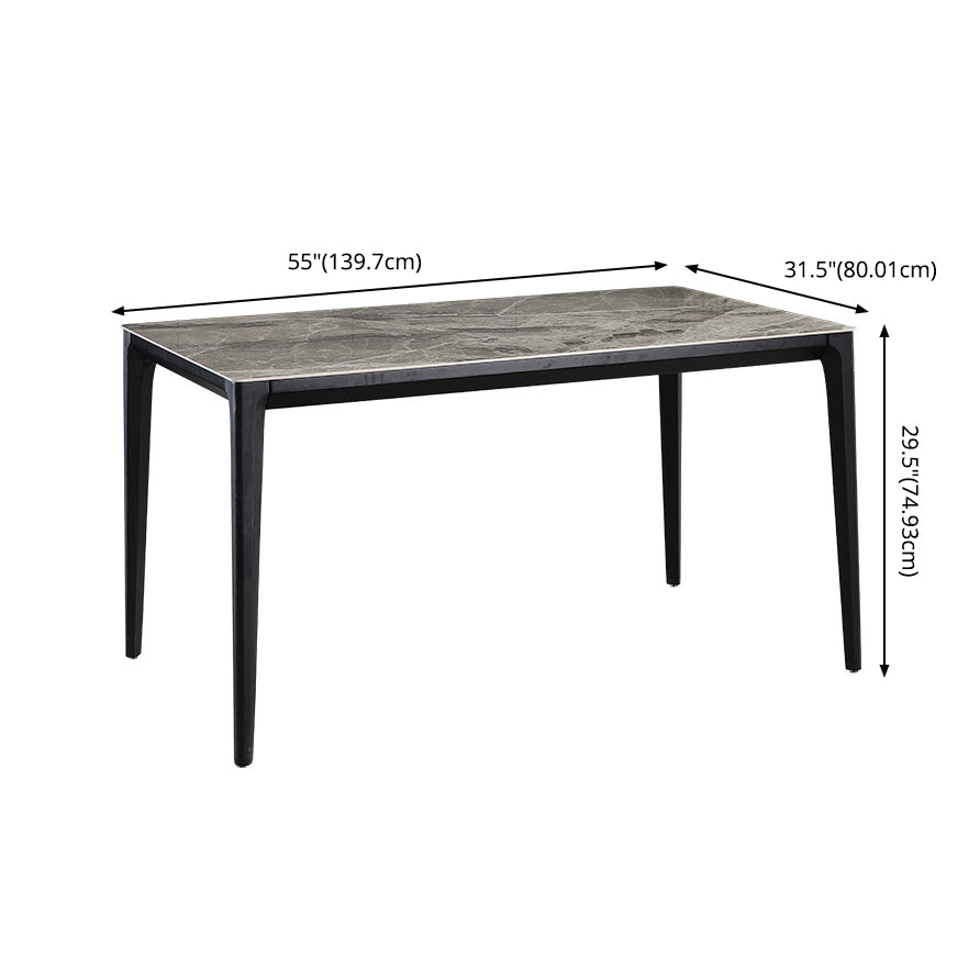 Minimalist Sintered Stone Table Set with Rectangular Table and Upholstered Chairs