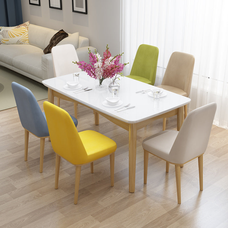 Modern Sintered Stone Table Set of 5/7 with Rectangle Table Dining Set with Leather Chairs