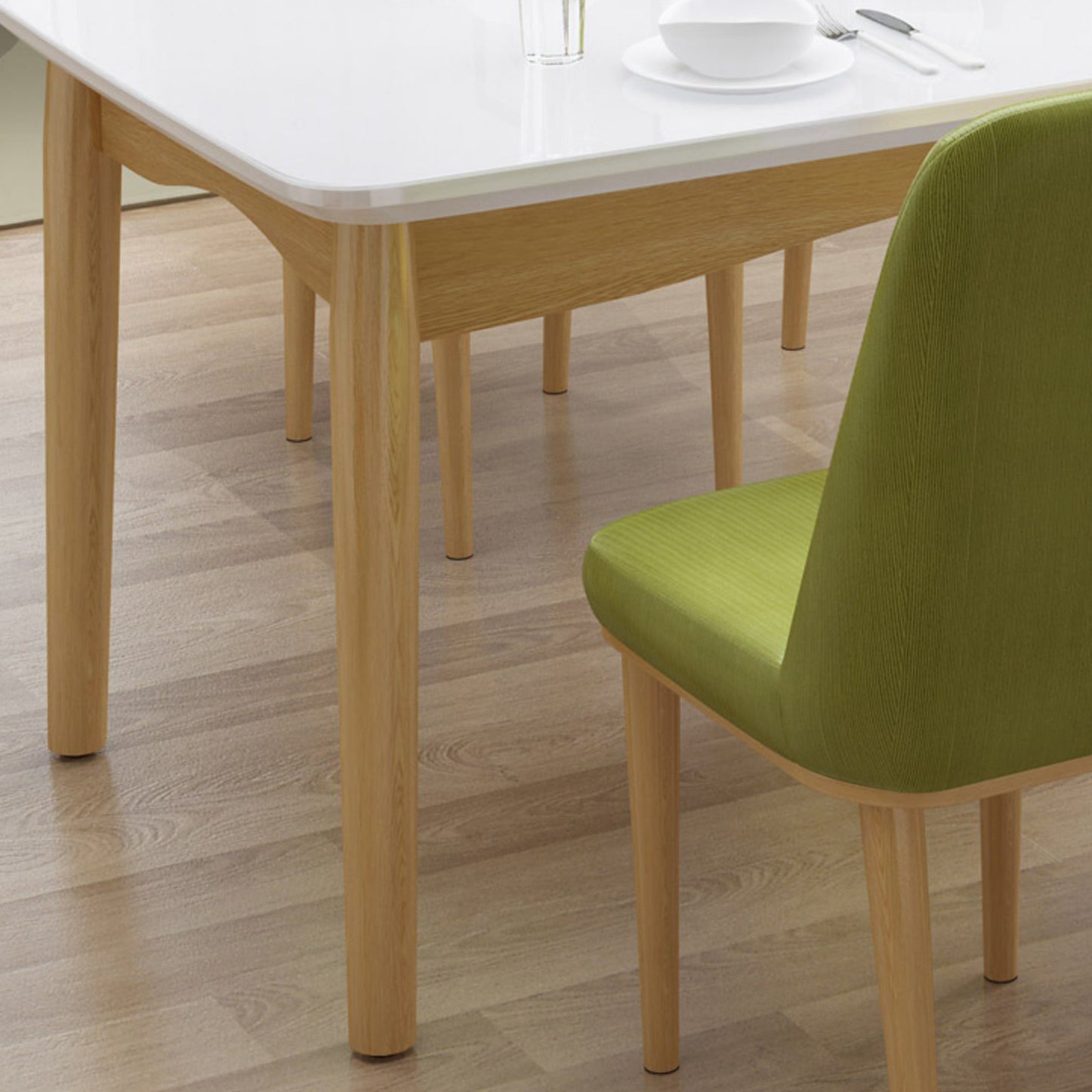 Modern Sintered Stone Table Set of 5/7 with Rectangle Table Dining Set with Leather Chairs