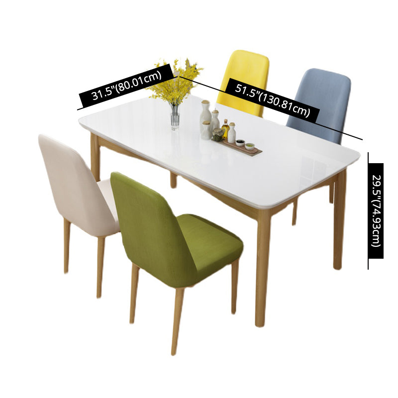 Modern Sintered Stone Table Set of 5/7 with Rectangle Table Dining Set with Leather Chairs