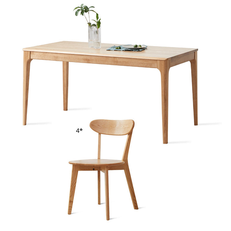 Table à manger de style traditionnel avec table à manger et chaises à bois massif fixe pour usage domestique