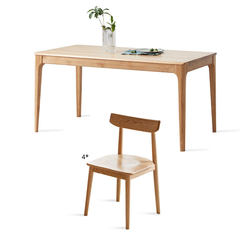 Table à manger de style traditionnel avec table à manger et chaises à bois massif fixe pour usage domestique