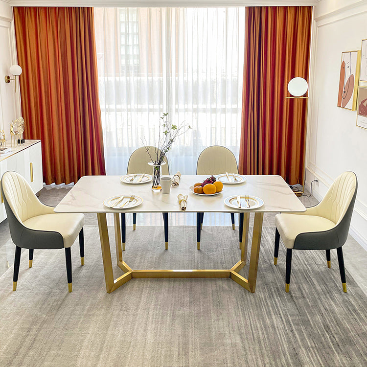 Dining Room Sets Scandinavian Metal Frame Dining Table Rectangle Formal Dinette Set for Home