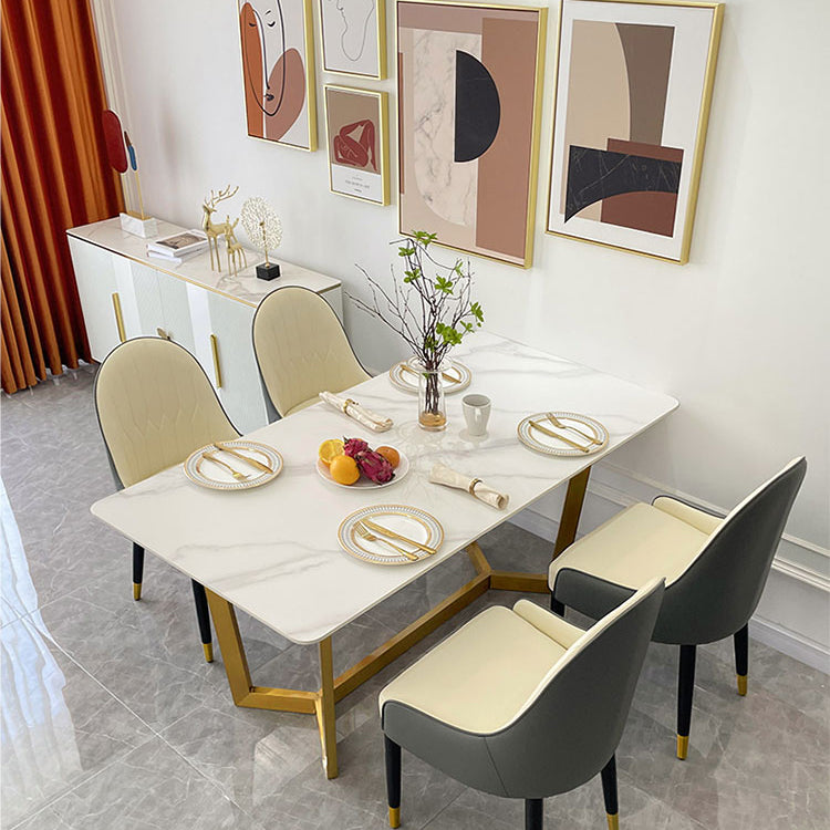 Dining Room Sets Scandinavian Metal Frame Dining Table Rectangle Formal Dinette Set for Home