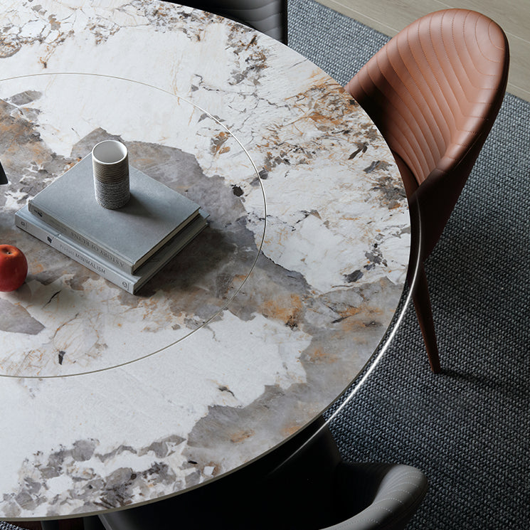 Modern Style Sintered Stone Top Dinette Set with Round Table Dining Furniture Set