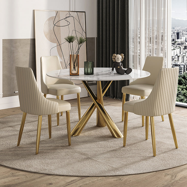 Contemporary Fixed Dining Room Table Set Sintered Stone Top Dining Table Furniture
