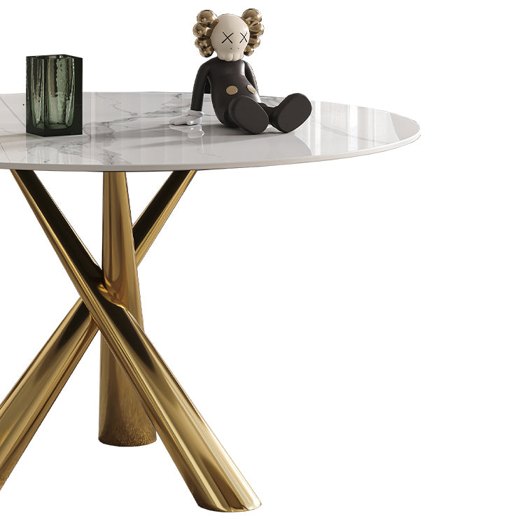 Contemporary Fixed Dining Room Table Set Sintered Stone Top Dining Table Furniture