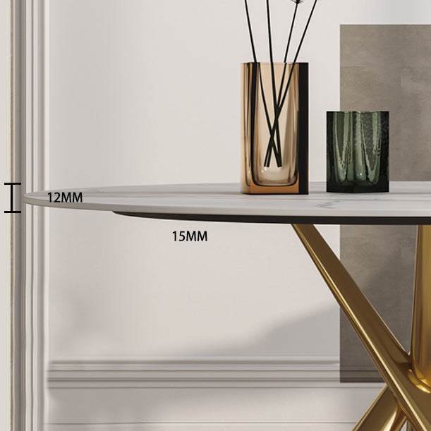 Contemporary Fixed Dining Room Table Set Sintered Stone Top Dining Table Furniture