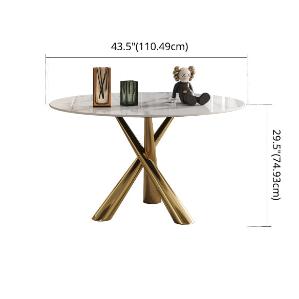 Contemporary Fixed Dining Room Table Set Sintered Stone Top Dining Table Furniture