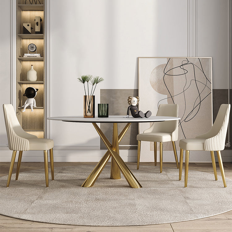 Contemporary Fixed Dining Room Table Set Sintered Stone Top Dining Table Furniture
