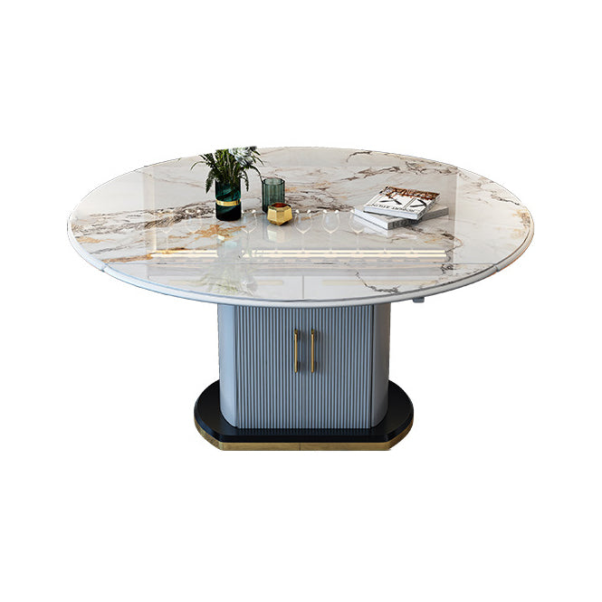 Industrial Round Sintered Stone Dining Room Set Space-Saving Design Dining Table Furniture