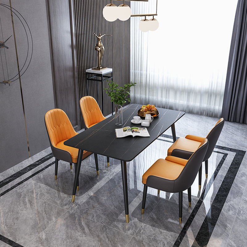 Modern Kitchen Sintered Stone Dining Set Rectangular Standard Dining Set in White