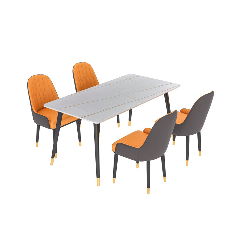 Modern Kitchen Sintered Stone Dining Set Rectangular Standard Dining Set in White