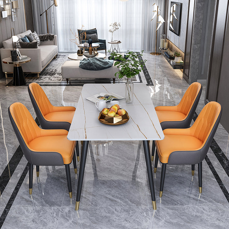 Modern Kitchen Sintered Stone Dining Set Rectangular Standard Dining Set in White