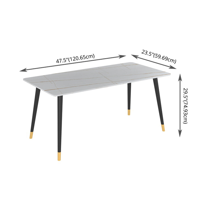 Modern Kitchen Sintered Stone Dining Set Rectangular Standard Dining Set in White