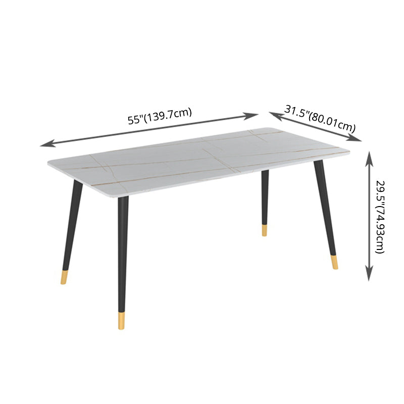 Modern Kitchen Sintered Stone Dining Set Rectangular Standard Dining Set in White