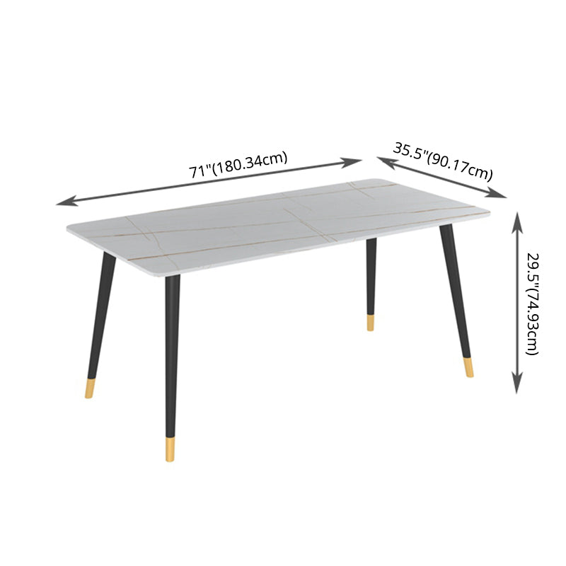 Modern Kitchen Sintered Stone Dining Set Rectangular Standard Dining Set in White