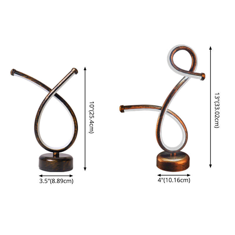 Bronze Finish Linear Table Light Simplicity Metal LED Night Lamp for Bar Club