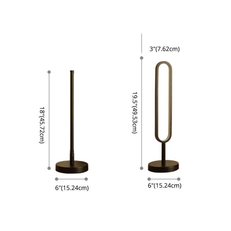 Lámpara de mesa geométrica minimalista Metal Bedside Led Nightsand Light in Black